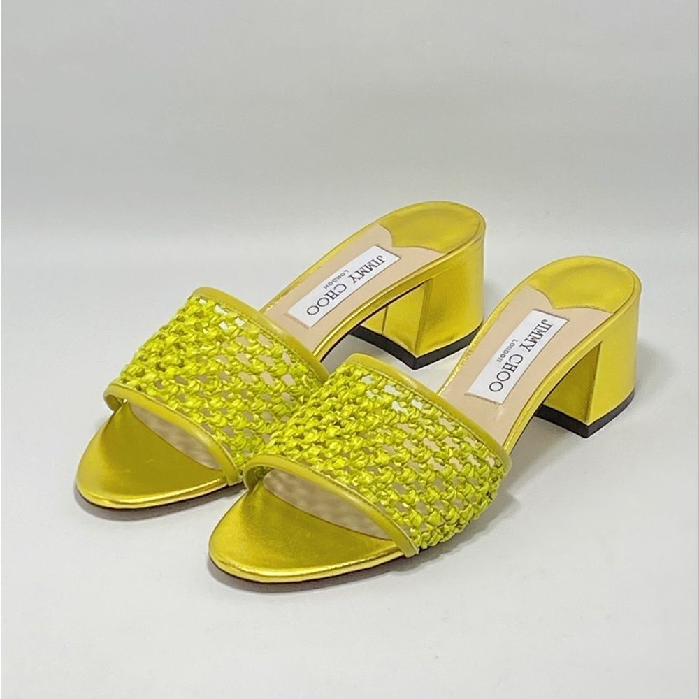 Jimmy Choo Minea Woven Raffia Sandals size 38